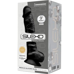 SILEXD - MODELO 1 PENE REALISTICO SILICONA PREMIUM SILEXPAN NEGRO 23 CM