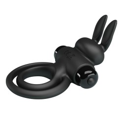 PRETTY LOVE - ANILLO VIBRADOR III CONEJO PARA PENE NEGRO