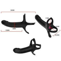 ARMONY - DILDO CON ANILLO  VIBRADOR CONTROL REMOTO NEGRO