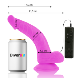 DIVERSIA - DILDO REALISTICO FLEXIBLE CON VIBRACION LILA 21.5 CM -O- 4.5 CM