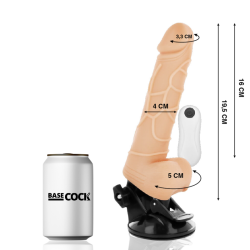 BASECOCK - VIBRADOR REALISTICO CONTROL REMOTO NEGRO CON TESTICULOS 19.5 CM -O- 4 CM