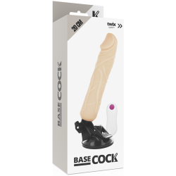 BASECOCK - VIBRADOR REALISTICO CONTROL REMOTO NEGRO 20 CM -O- 4 CM