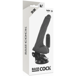 BASECOCK - VIBRADOR REALÍSTICO CONTROL REMOTO NATURAL CON TESTÍCULOS 20 CM -O- 4 CM