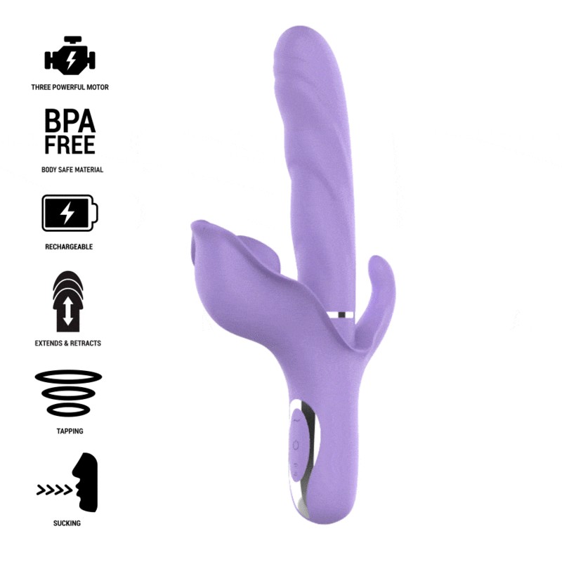 INTENSE - BILLIE MULTIFUNCTIONAL RECHARGEABLE SUCTION VIBRATOR WITH PURPLE PUSH BUTTON