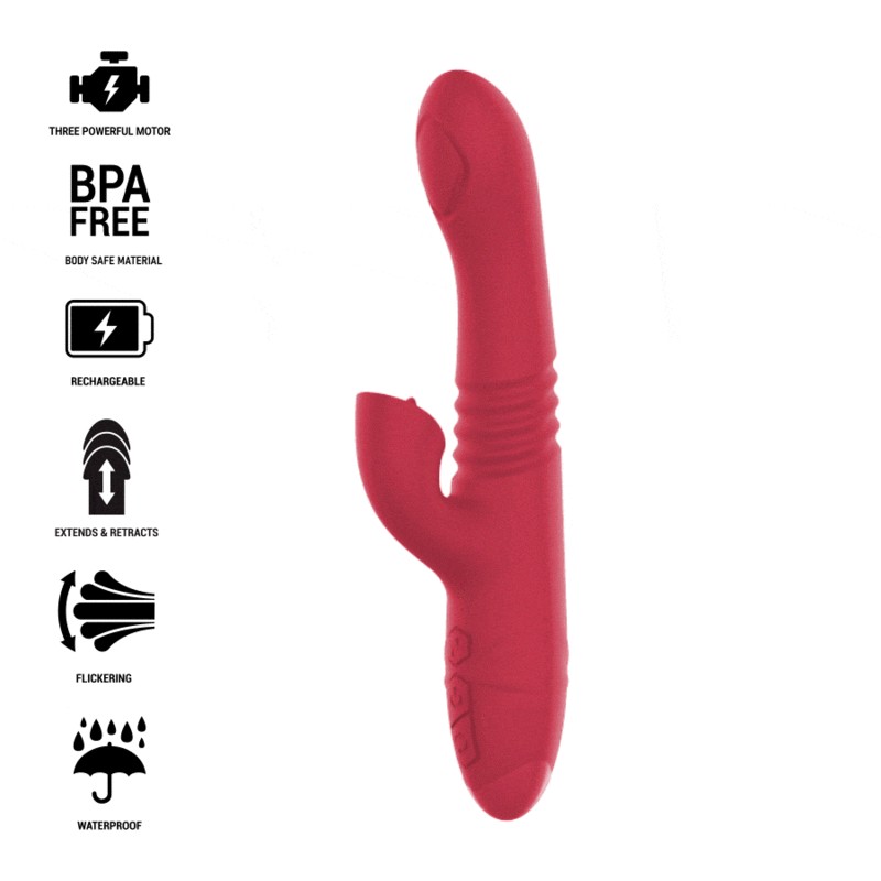INTENSE - DUA MULTIFUNCTION RECHARGEABLE UP  DOWN VIBRATOR WITH RED TONGUE