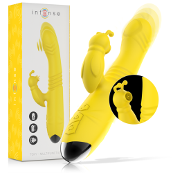 INTENSE - TOKY VIBRADOR MULTIFUNCIÓN RECARGABLE UP  DOWN CON ESTIMULADOR DE CLITORIS AMARILLO