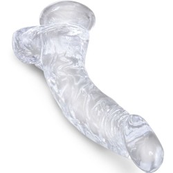 KING COCK - CLEAR PENE REALISTICO CURVADO CON TESTICULOS 16.5 CM TRANSPARENTE