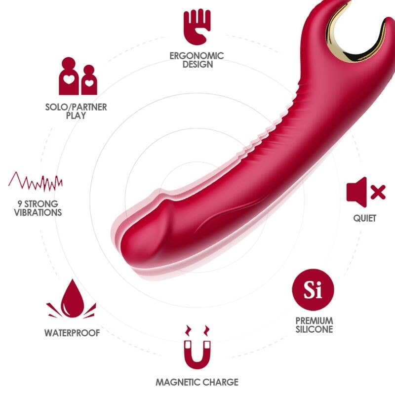 ARMONY - PRINCE DILDO VIBRADOR  ROTADOR ROJO