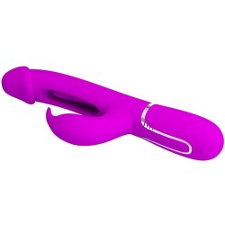 PRETTY LOVE - KAMPAS VIBRADOR RABBIT 3 EN 1 MULTIFUNCIÓN CON LENGUA FUCSIA