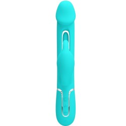 PRETTY LOVE - KAMPAS VIBRADOR RABBIT 3 EN 1 MULTIFUNCIÓN CON LENGUA VERDE AGUA