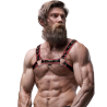 FETISH SUBMISSIVE ATTITUDE - MENS ECO-LEATHER CHEST HARNESS BLACK/RED