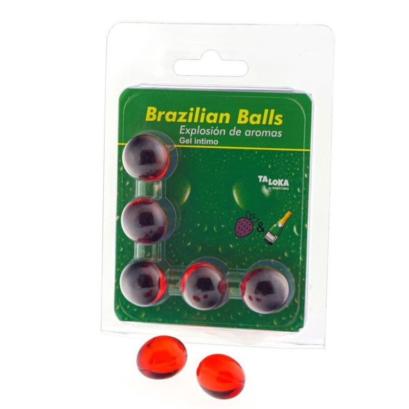 TALOKA - BRAZILIAN BALLS GEL ÍNTIMO FRESAS  CHAMPN 5 BOLAS