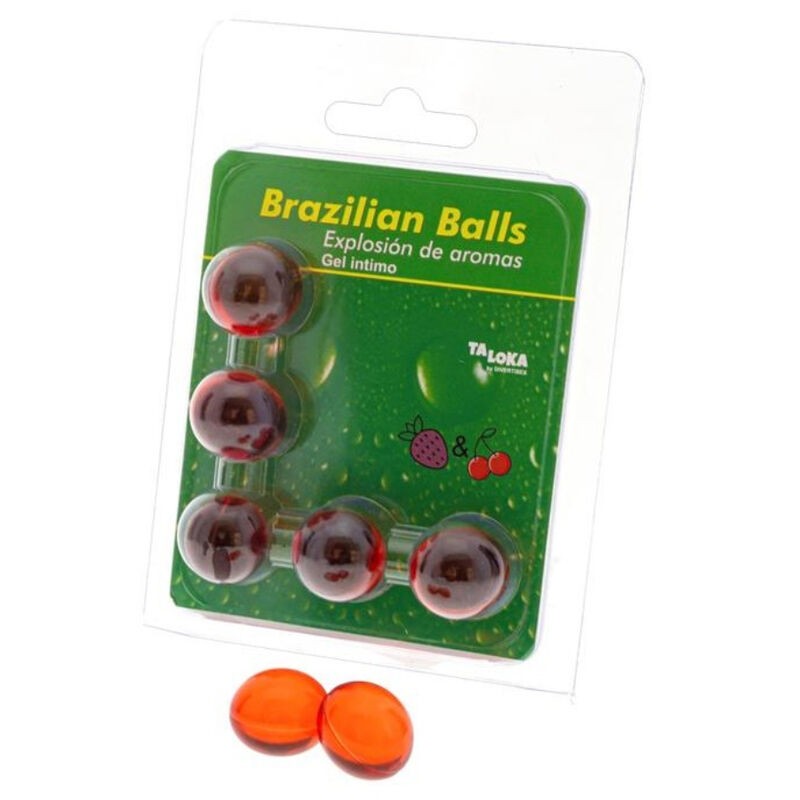 TALOKA - BRAZILIAN BALLS GEL ÍNTIMO FRESA  CEREZA 5 BOLAS