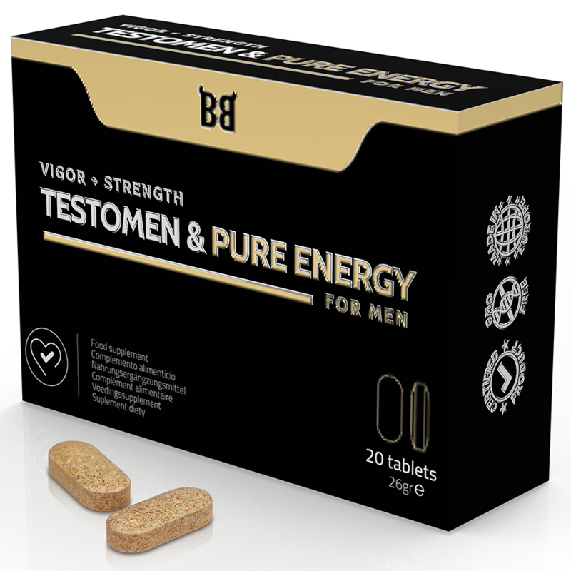 BLACK BULL - TESTOMEN  PURE ENERGY POTENCIADOR PARA HOMBRE 20 CÁPSULAS