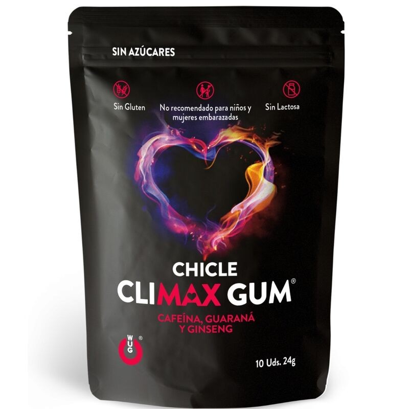 WUG Climax  Chicle funcional con Maca, Damiana y Ginseng para potenciar el deseo y la vitalidad íntima