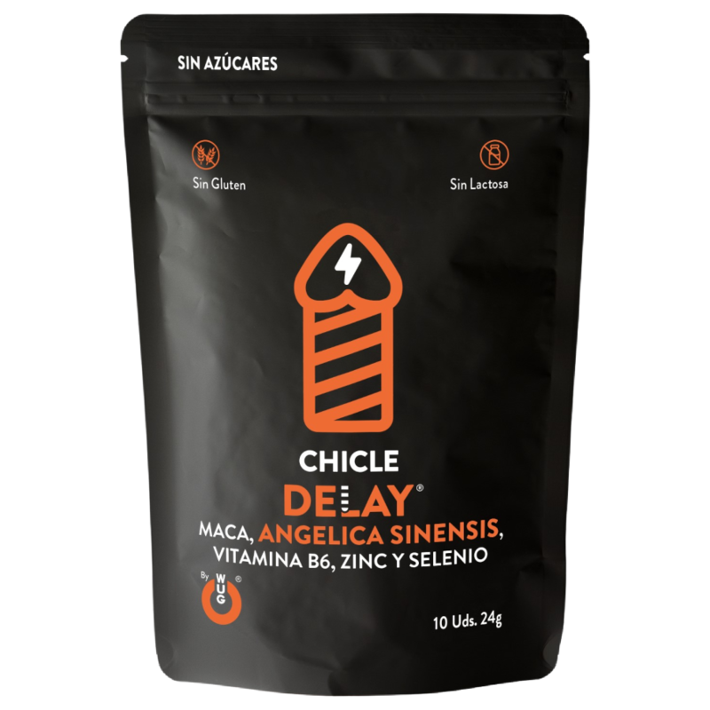 WUG DELAY  Chicle funcional con Zinc, Selenio y Vitamina B6 para mayor control y resistencia en los momentos íntimos