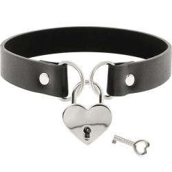 COQUETTE CHIC DESIRE - COLLAR CUERO VEGANO ACCESORIO CORAZÓN CON LLAVE