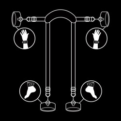 FETISH SUBMISSIVE - MASTER POSITION WITH 4 NOPRENE-LINED HANDCUFFS