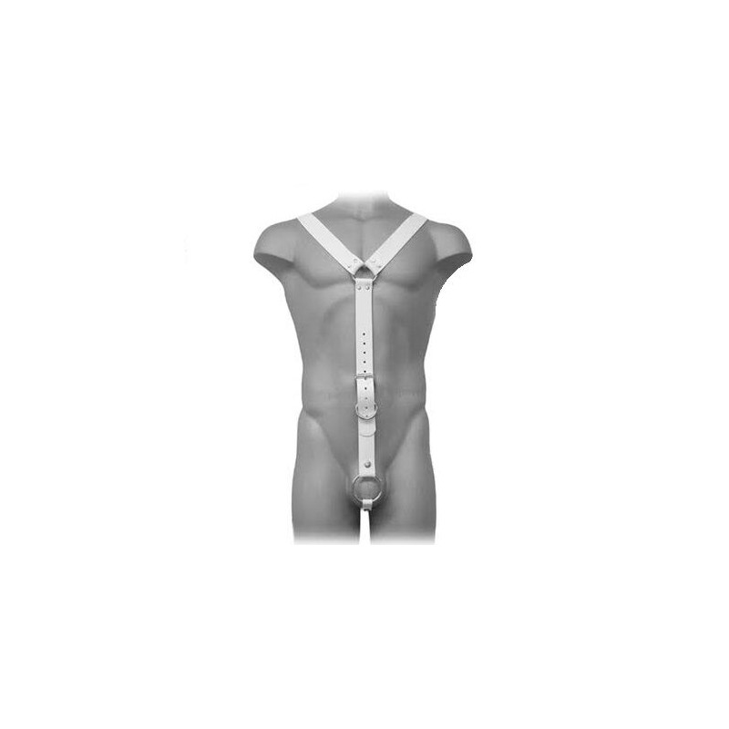 LEATHER BODY - HARNESS MEN BLANCO