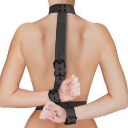 FETISH SUBMISSIVE BONDAGE - COLLAR  WRIST CUFFS BODY RESTRAINT SET