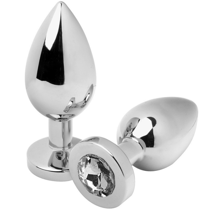 METAL HARD - ANAL PLUG DIAMOND TRANSPARENTE MEDIUM 7.62CM