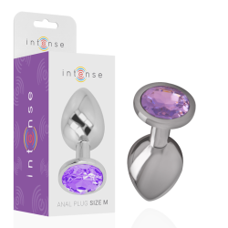 INTENSE - PLUG ANAL METAL ALUMINIO CON CRISTAL VIOLETA TALLA M