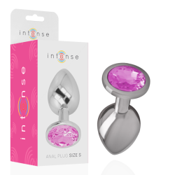 INTENSE - PLUG ANAL METAL ALUMINIO CON CRISTAL ROSA TALLA S