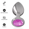 INTENSE - ALUMINUM METAL ANAL PLUG WITH PINK CRYSTAL SIZE L