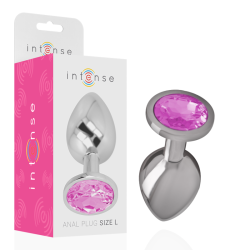 INTENSE - PLUG ANAL METAL ALUMINIO CON CRISTAL ROSA TALLA L