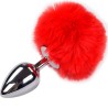 ALIVE - ANAL PLEASURE PLUG LISO METAL POMPON ROJO TALLA S