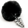 ALIVE - ANAL PLEASURE PLUG ESPIRAL METAL POMPON NEGRO TALLA L