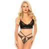 LEG AVENUE - SET 2 PIEZAS CON TANGA DOBLE TIRANTA M/L NEGRO