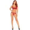 LEG AVENUE - SET 2 PIEZAS CON TANGA DOBLE TIRANTA M/L ROJO