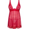 OBSESSIVE - LACELOVE BABYDOLL  TANGA ROJO XS/S