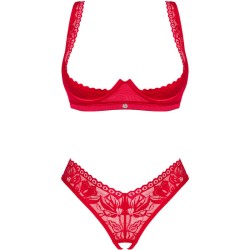 OBSESSIVE - LACELOVE SET DOS PIEZAS CUPLESS ROJO M/L