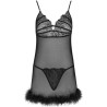 LIVCO CORSETTI FASHION - ZERUNAM SET BABYDOLL + TANGA NEGRO