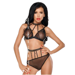 ME-SEDUCE - DOTTY SET DOS PIEZAS NEGRO XXL/XXXL