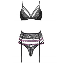 LIVCO CORSETTI FASHION - SNEHANA LC 90443 SUJETADOR + LIGUERO + PANTY NEGRO