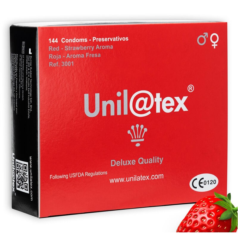 UNILATEX - PRESERVATIVOS ROJOS/FRESA 144 UDS