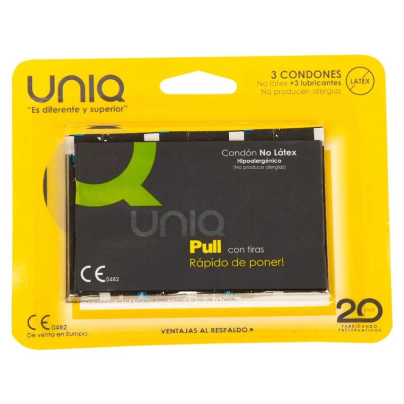 UNIQ - PULL PRESERVATIVOS CON TIRAS SIN LÁTEX 3 UNIDADES