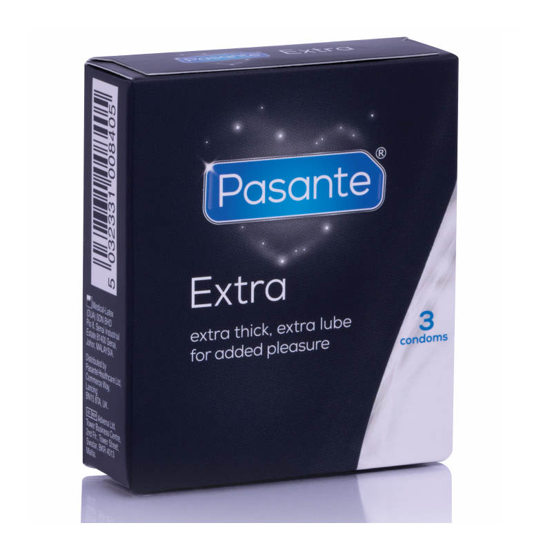 PASANTE - EXTRA EXTRA THICK CONDOMS WITH ADDITIONAL LUBRICATION 3 PACK