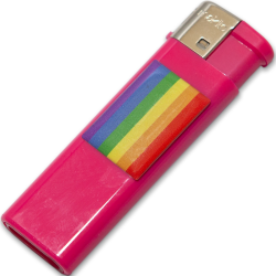 PRIDE - MECHERO FUSCIA CON BANDERA LGBT