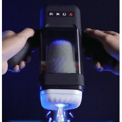 GAME CUP - THRUSTING VIBRATION MASTURBATOR WITH HEATING FUNCTION AND MOBILE SUPPORT - BLACK