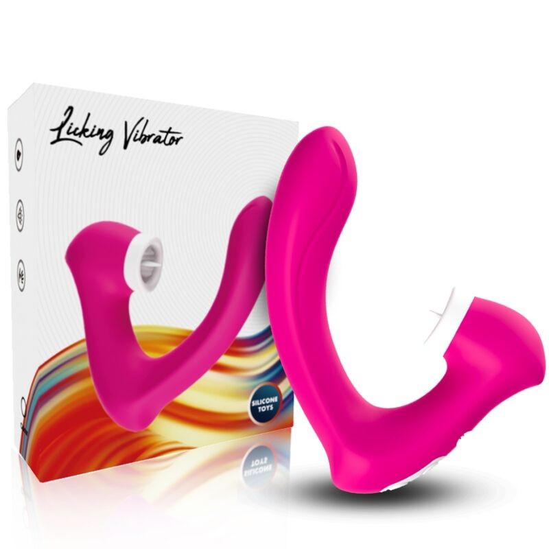 ARMONY - SECRETKISS ESTIMULADOR CON LENGUA CLITORIS  VIBRADOR CURVO FUCSIA