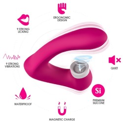 ARMONY - SECRETKISS ESTIMULADOR CON LENGUA CLITORIS  VIBRADOR CURVO FUCSIA