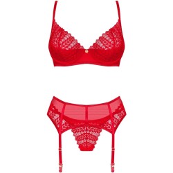 OBSESSIVE - INGRIDIA SET DOS PIEZAS CROTCHLESS ROJO XS/S