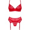 OBSESSIVE - INGRIDIA SET DOS PIEZAS CROTCHLESS ROJO XS/S