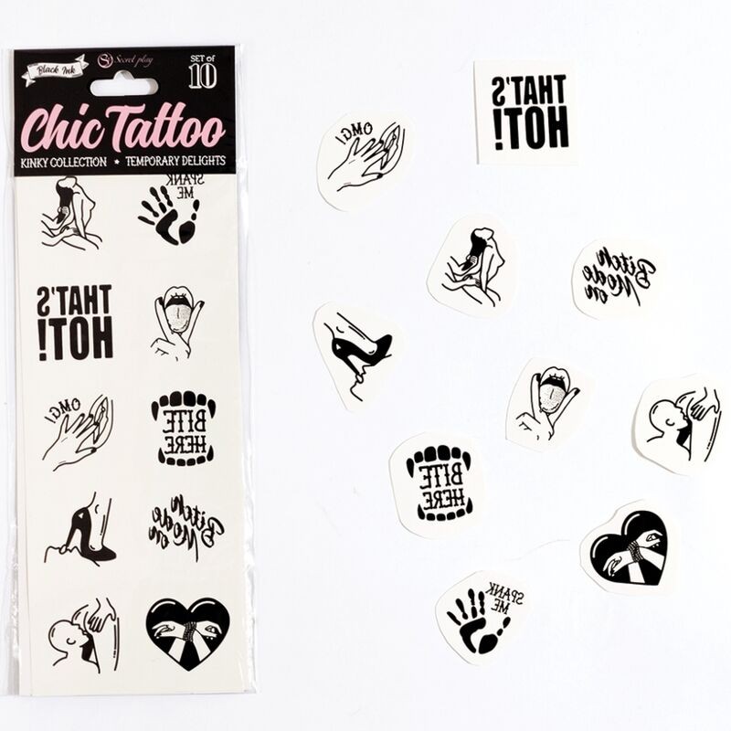 SECRET PLAY - SET DE 10 TATTOOS TEMPORALES KINKY COLLECTION