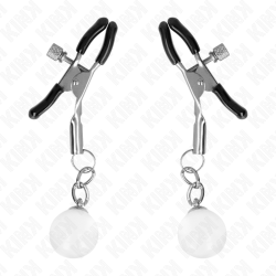 KINK - GLASS BEAD NIPPLE CLAMPS SILVER 6 CM