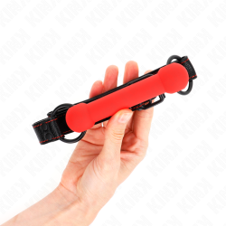 KINK - MORDAZA FORMA DE HUESO CON CORREA POLIPIEL ROJO AJUSTABLE 41-57 CM